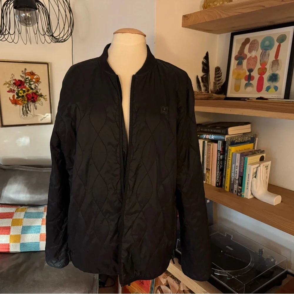 Roark Mens Black Quilted Primaloft Insulated Lightweight Bomber Zip Jacket sz L